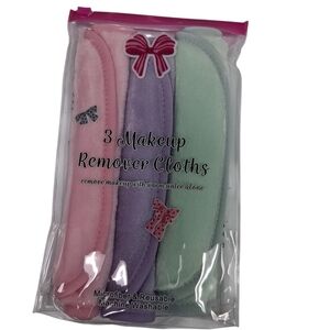 3-Pack Makeup Remover Cloths in Pink, Purple, and Green